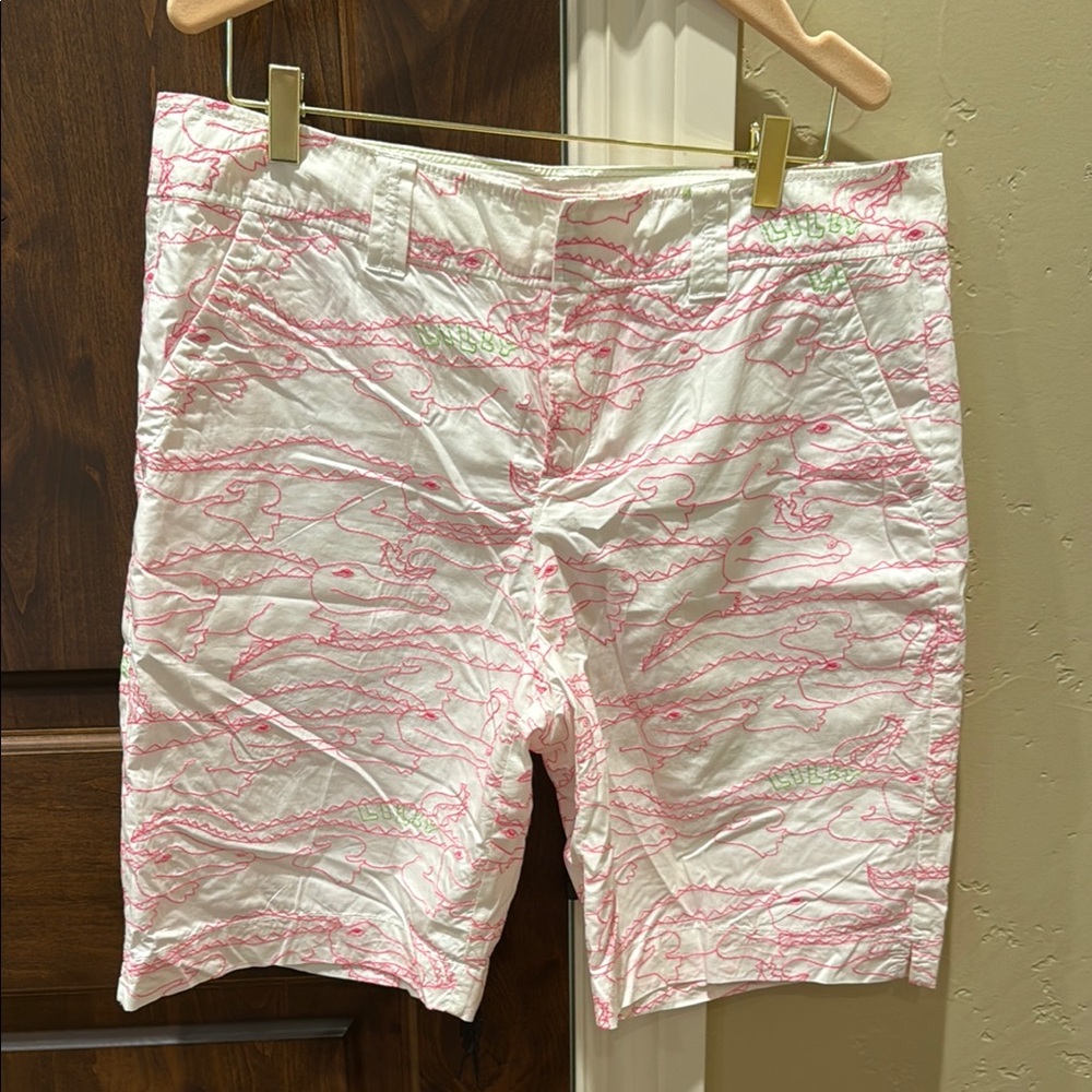 Lilly Pulitzer White and Pink Bermuda Shorts